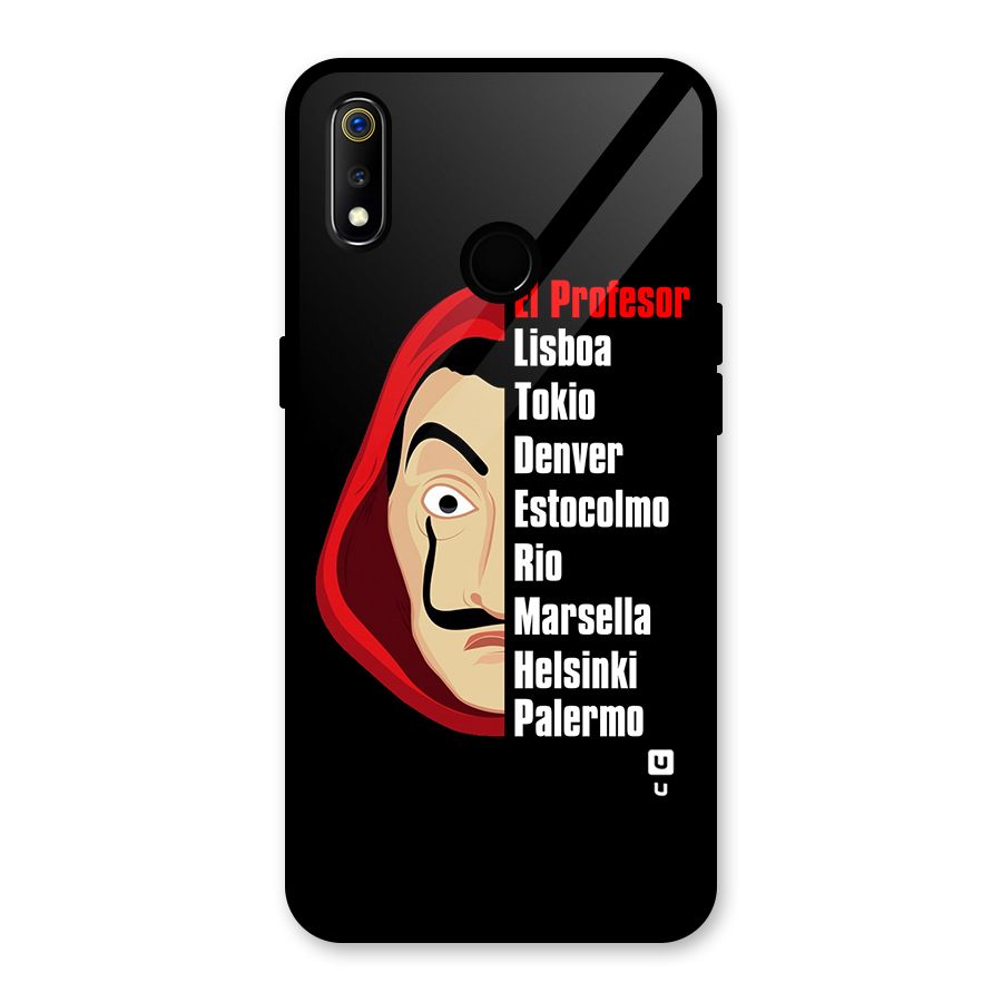 All Members Money Heist Glass Back Case for Realme 3