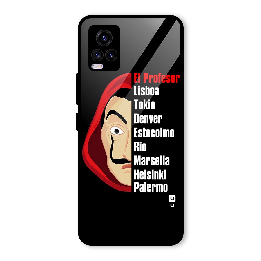 All Members Money Heist Glass Back Case for Vivo V20 2021