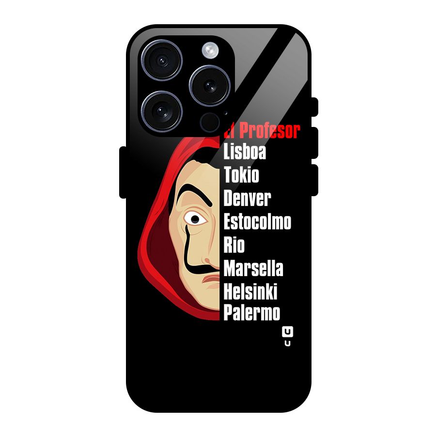 All Members Money Heist Glass Back Case for iPhone 15 Pro