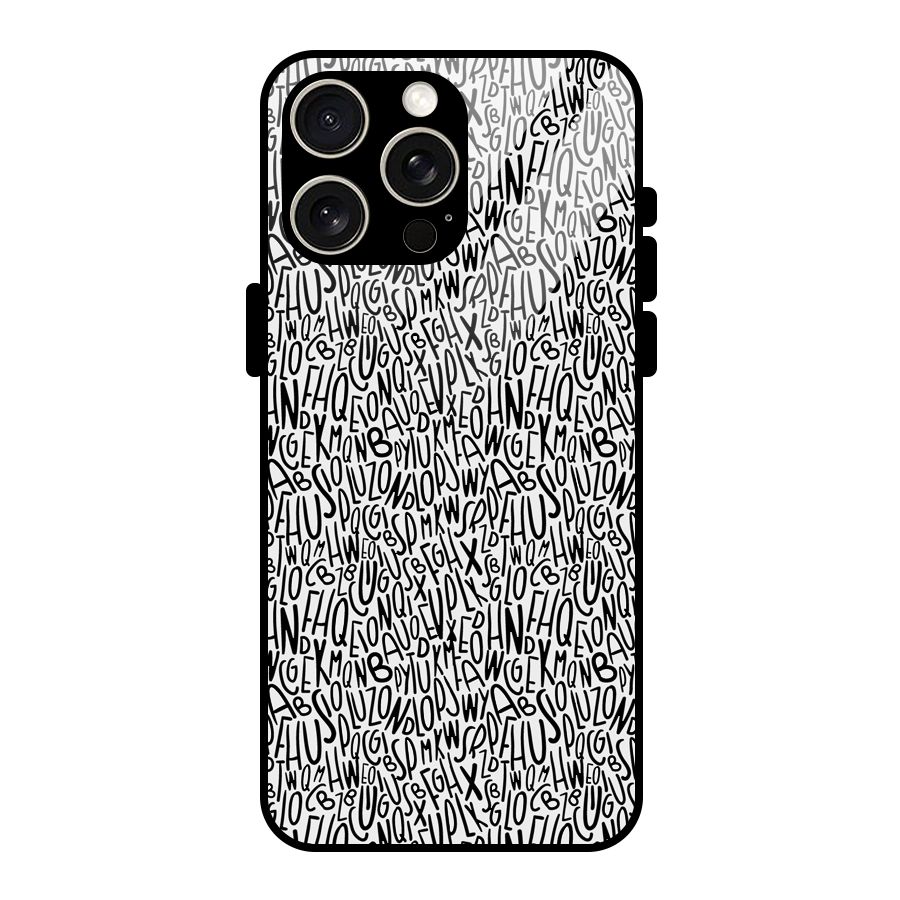 Alphabet Seamless Abstract Glass Back Case for iPhone 15 Pro Max