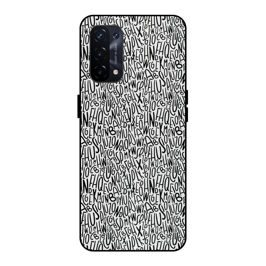 Alphabet Seamless Abstract Metal Back Case for Oppo A74 5G