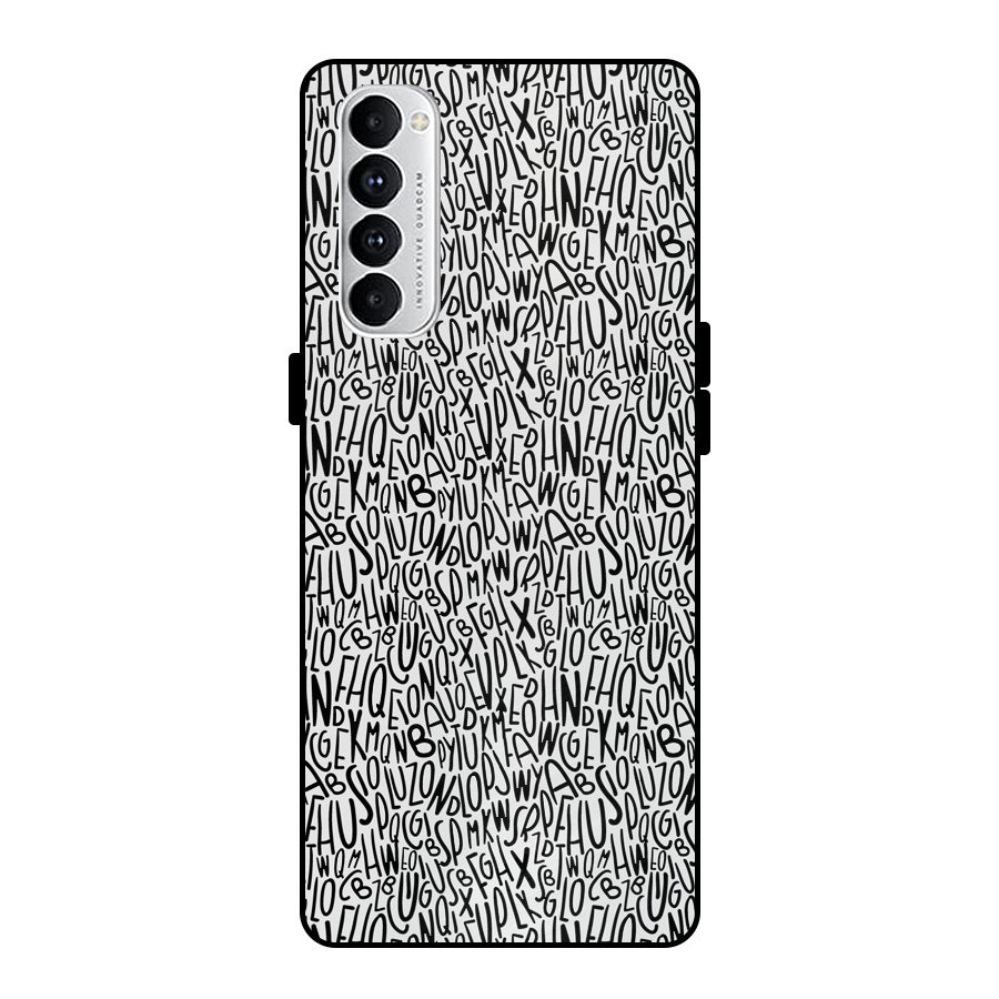 Alphabet Seamless Abstract Metal Back Case for Oppo Reno4 Pro