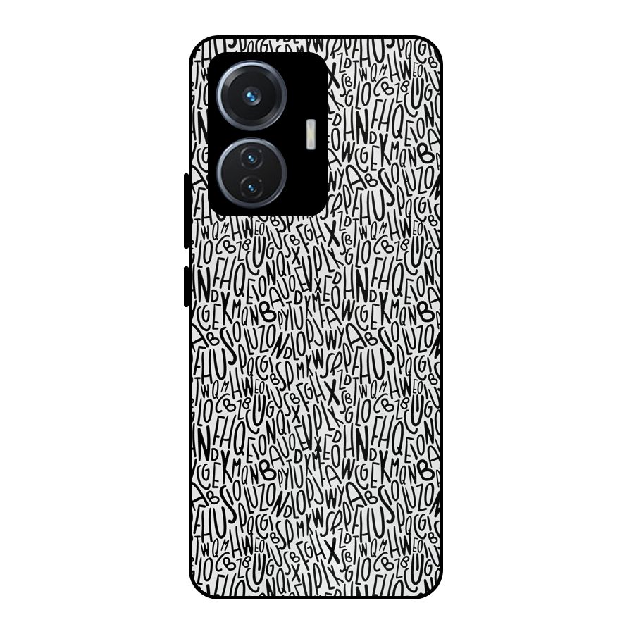 Alphabet Seamless Abstract Metal Back Case for Vivo T1 44W