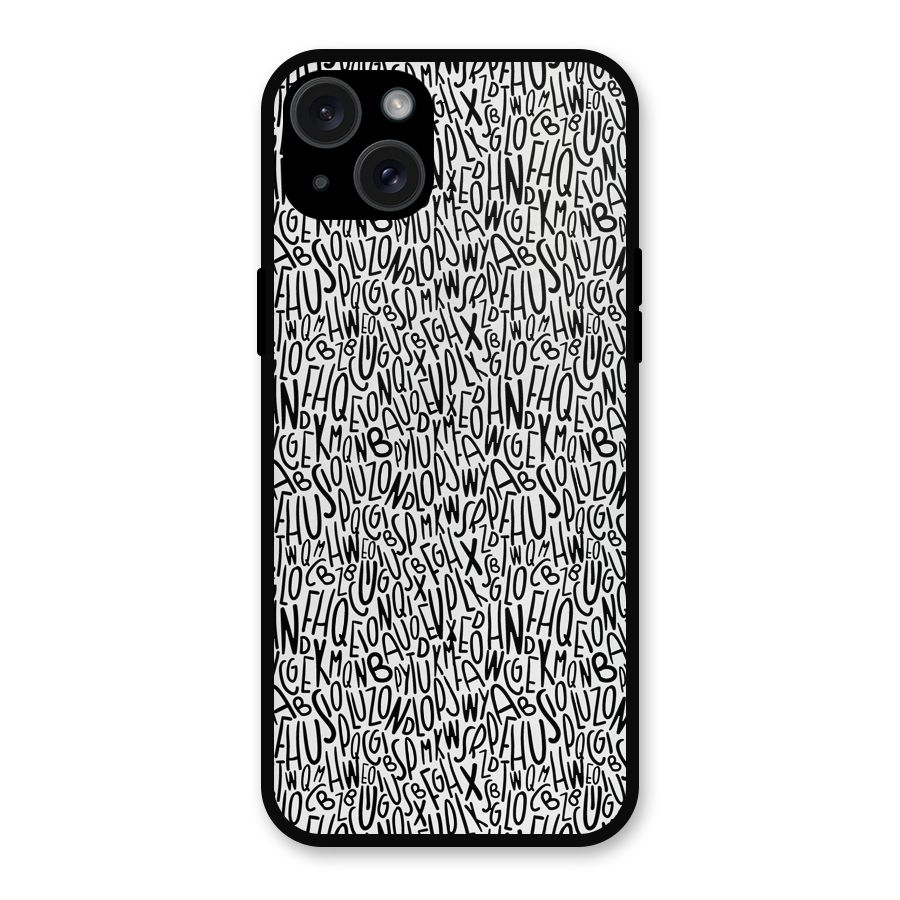Alphabet Seamless Abstract Metal Back Case for iPhone 15 Plus