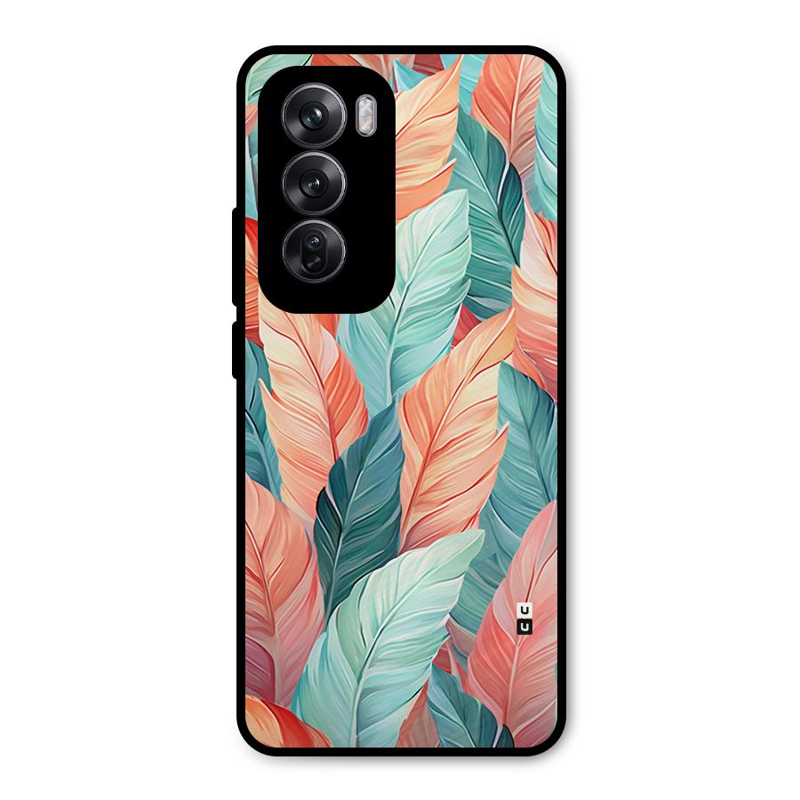 Amazing Colorful Leaves Metal Back Case for Oppo Reno12 Pro