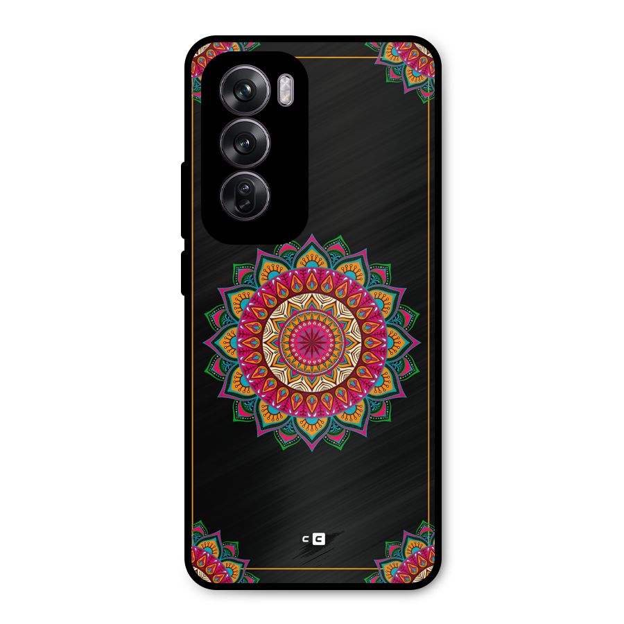 Amazing Mandala Art Metal Back Case for Oppo Reno12 Pro
