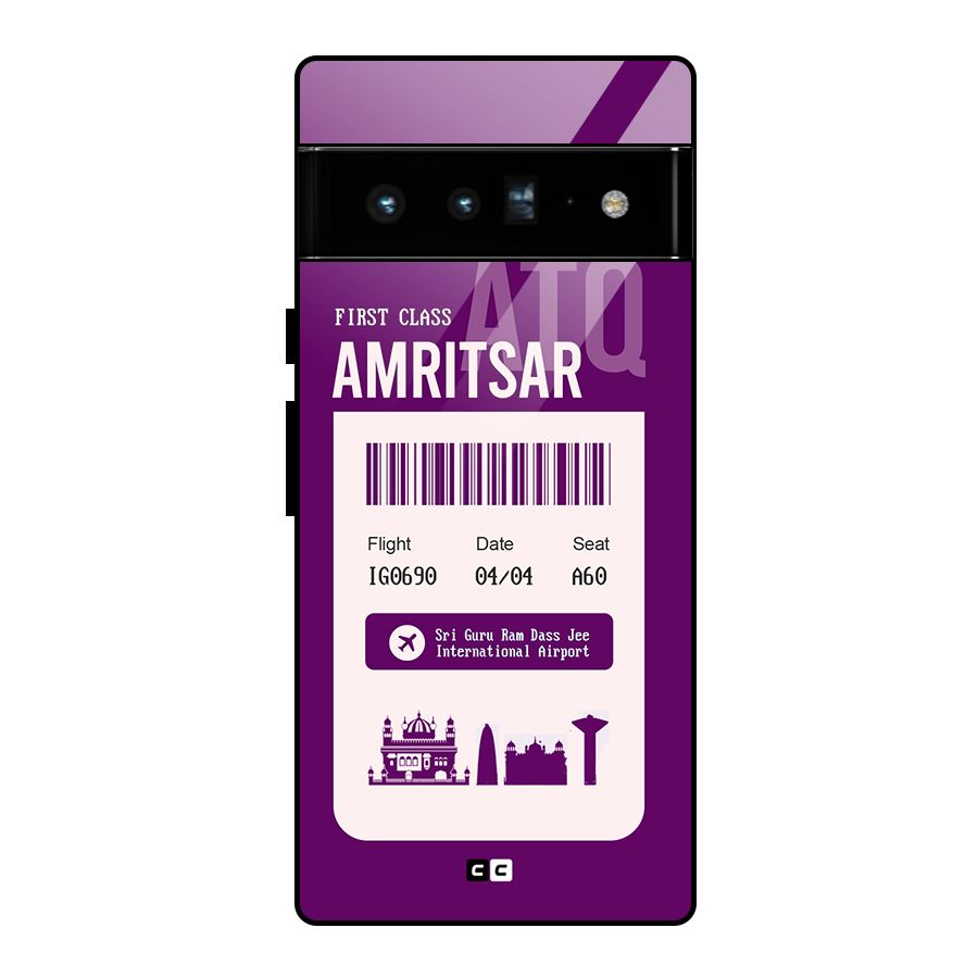 Amritsar Boarding Pass Glass Back Case for Google Pixel 6 Pro