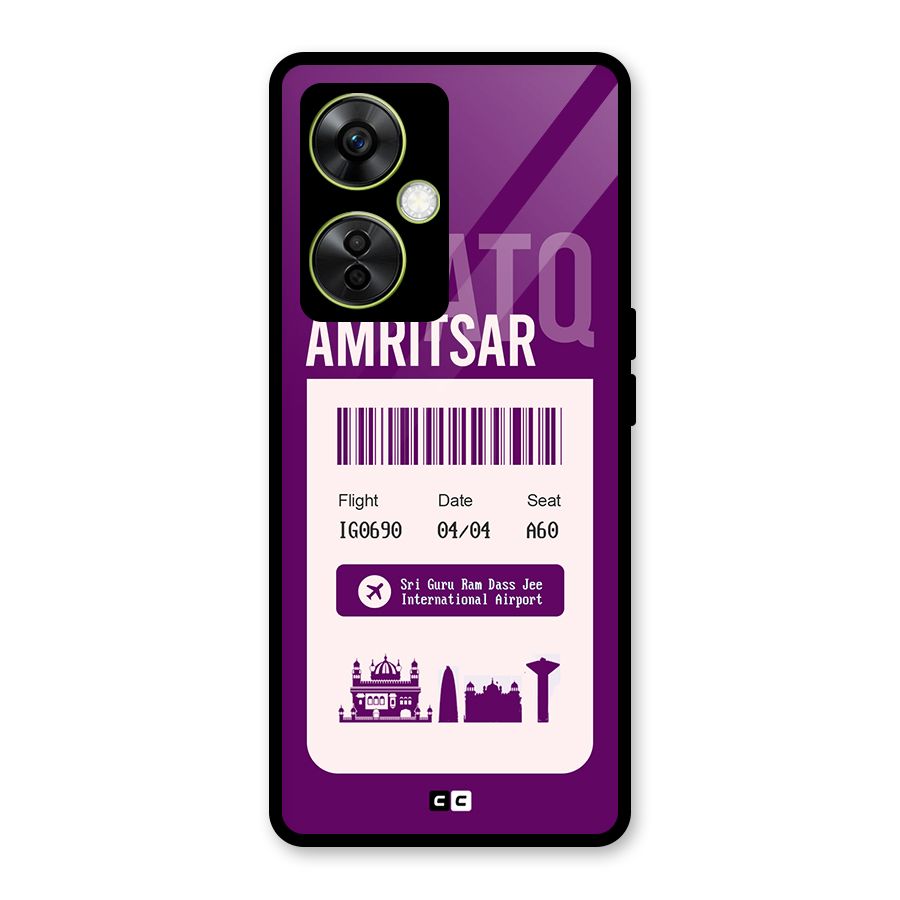 Amritsar Boarding Pass Glass Back Case for OnePlus Nord CE 3 Lite