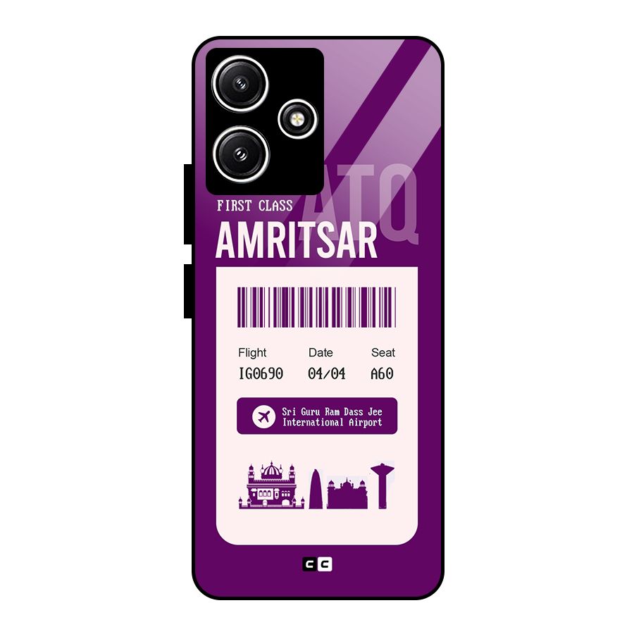 Amritsar Boarding Pass Glass Back Case for Redmi 12 5G