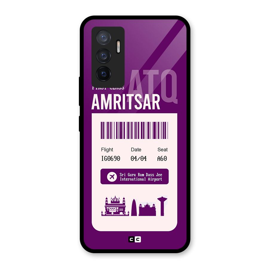 Amritsar Boarding Pass Glass Back Case for Vivo V23e