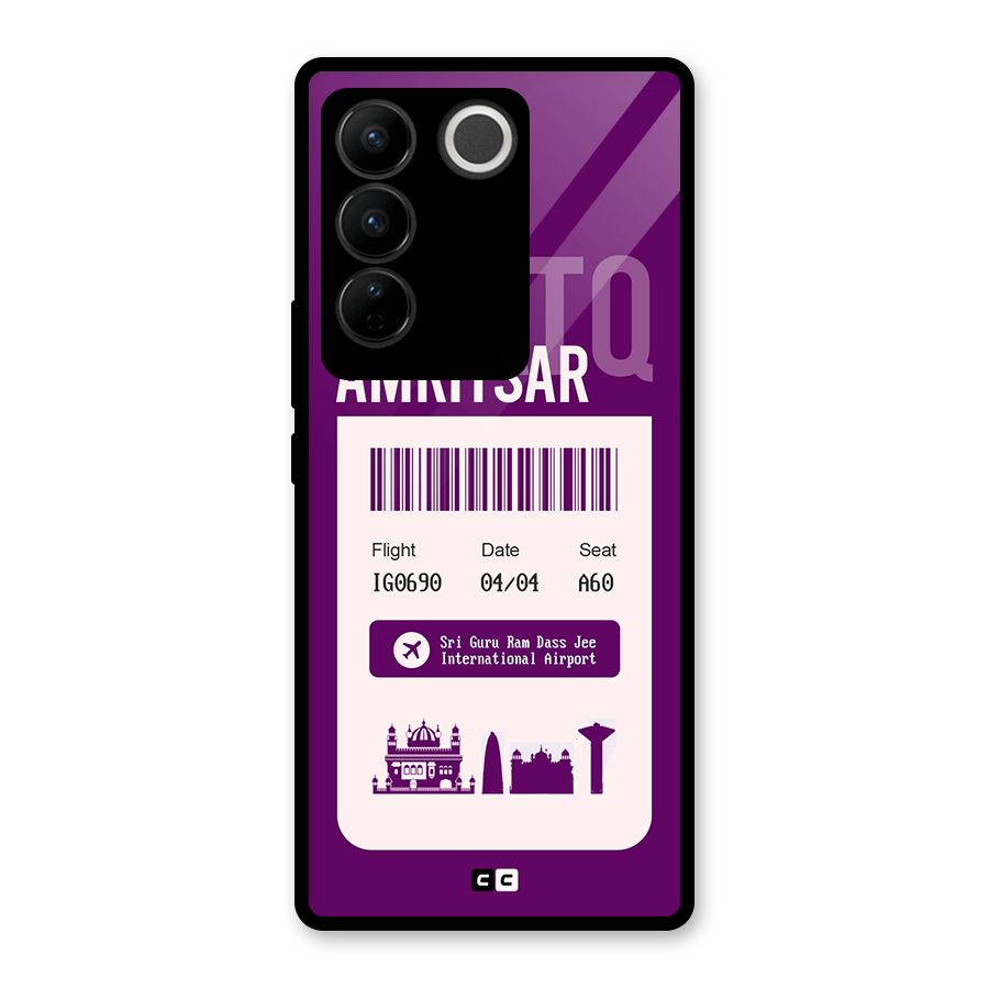 Amritsar Boarding Pass Glass Back Case for Vivo V27