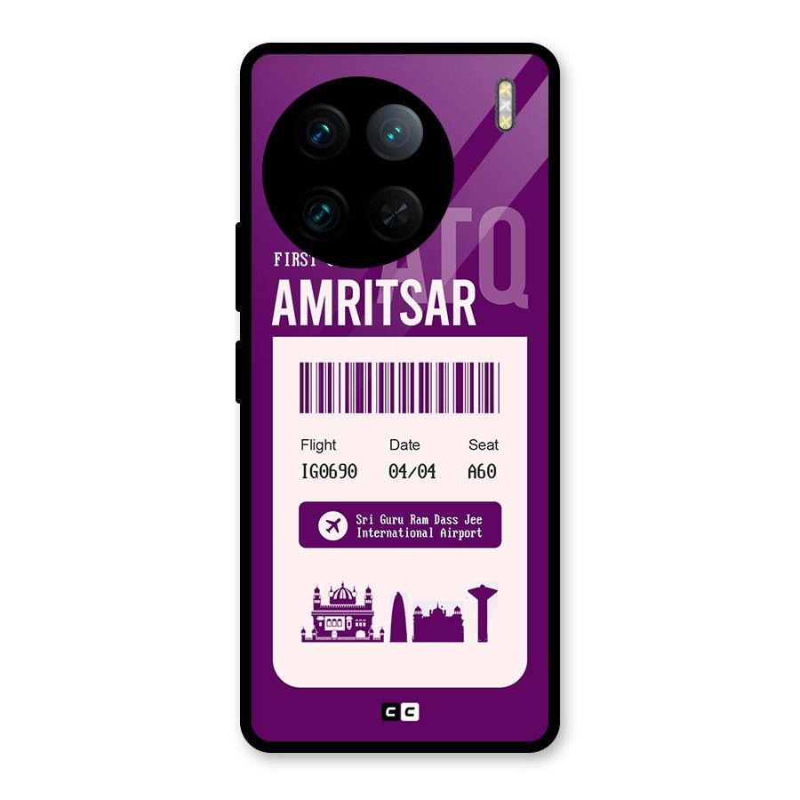 Amritsar Boarding Pass Glass Back Case for Vivo X90 Pro