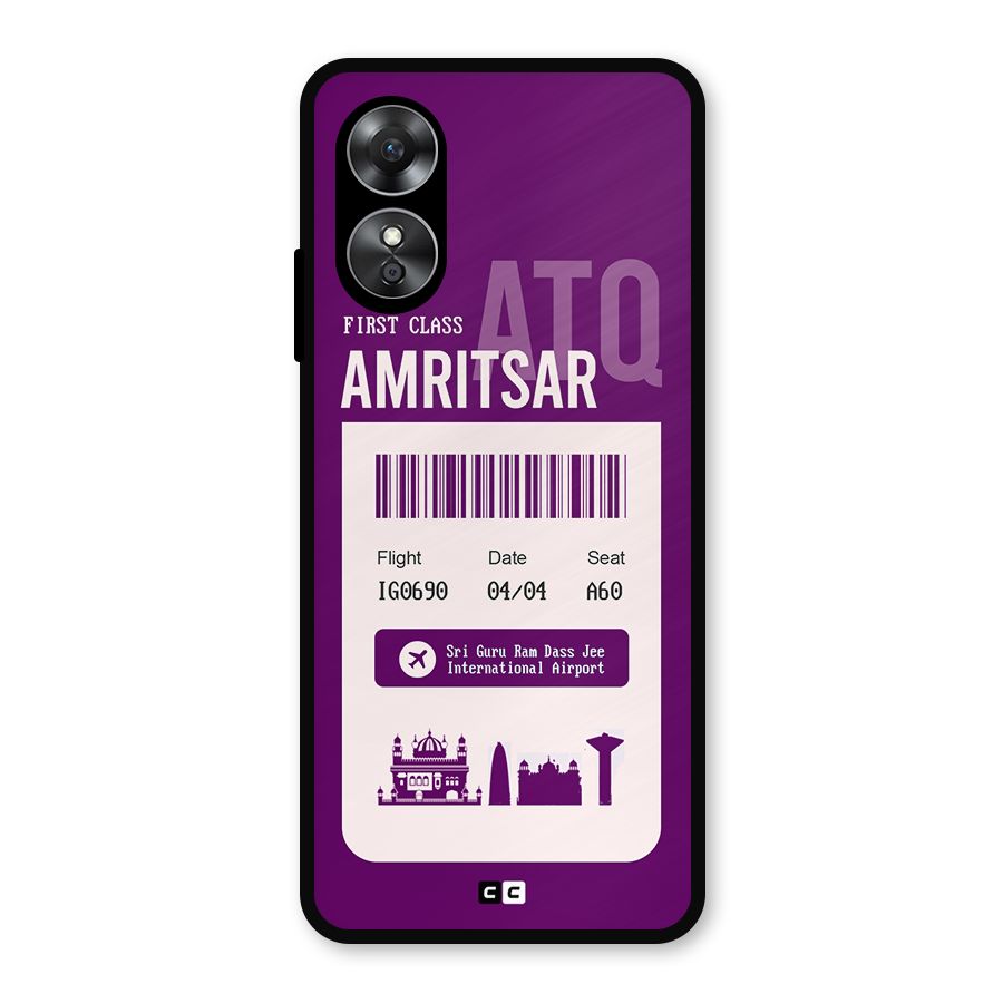 Amritsar Boarding Pass Metal Back Case for Oppo A17