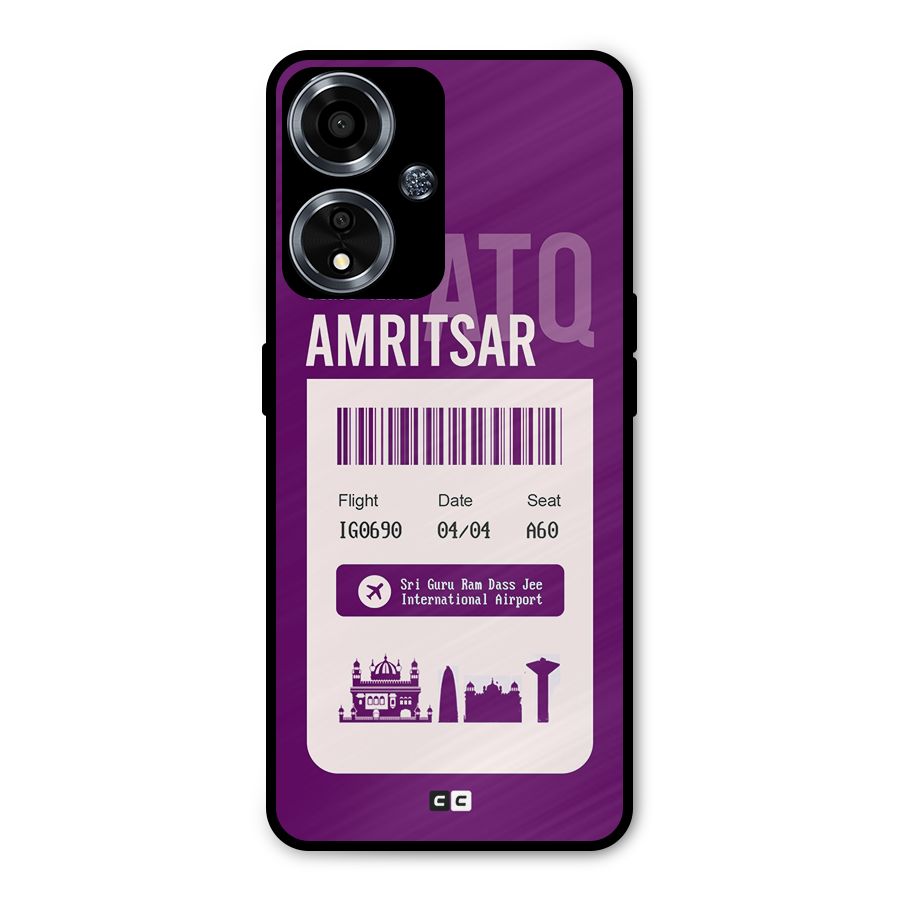 Amritsar Boarding Pass Metal Back Case for Oppo A59