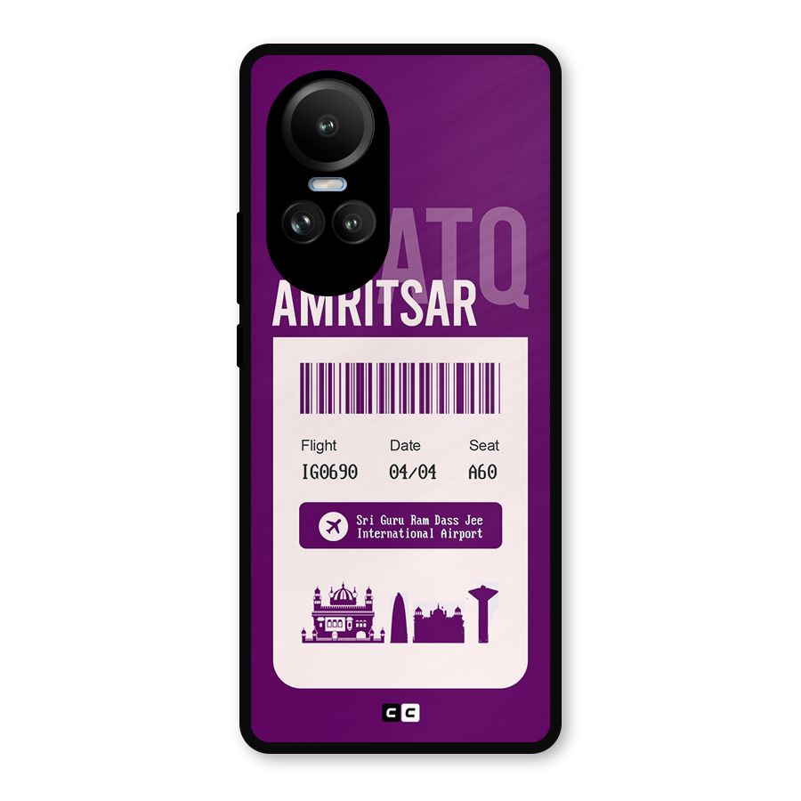 Amritsar Boarding Pass Metal Back Case for Oppo Reno10 Pro