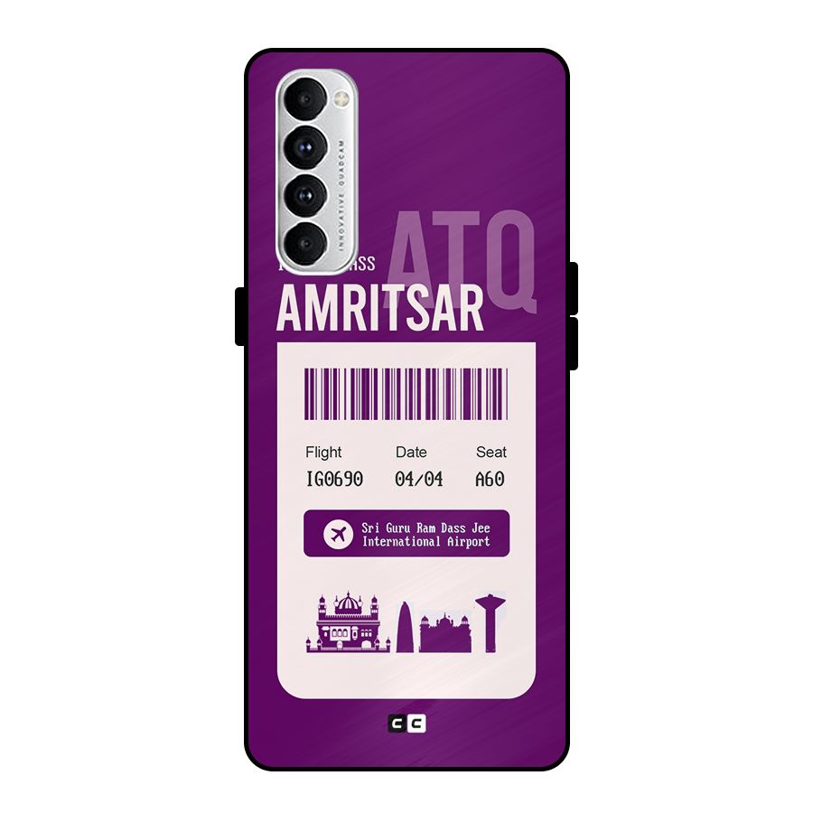 Amritsar Boarding Pass Metal Back Case for Oppo Reno4 Pro