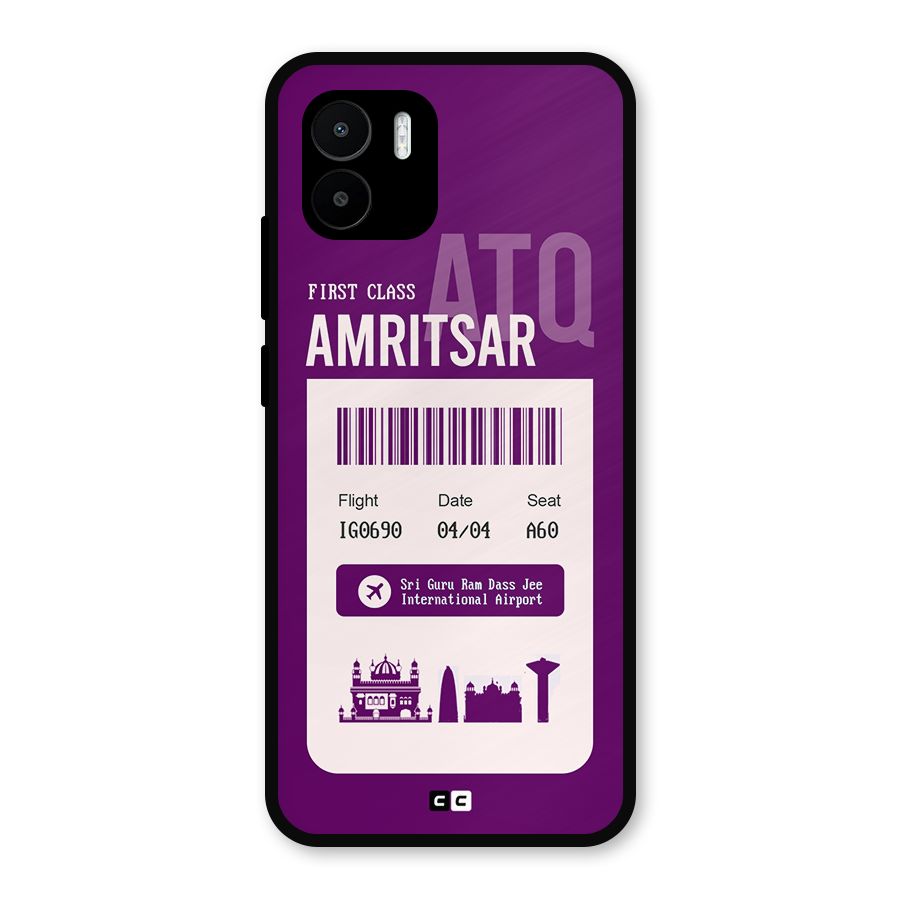 Amritsar Boarding Pass Metal Back Case for Redmi A2