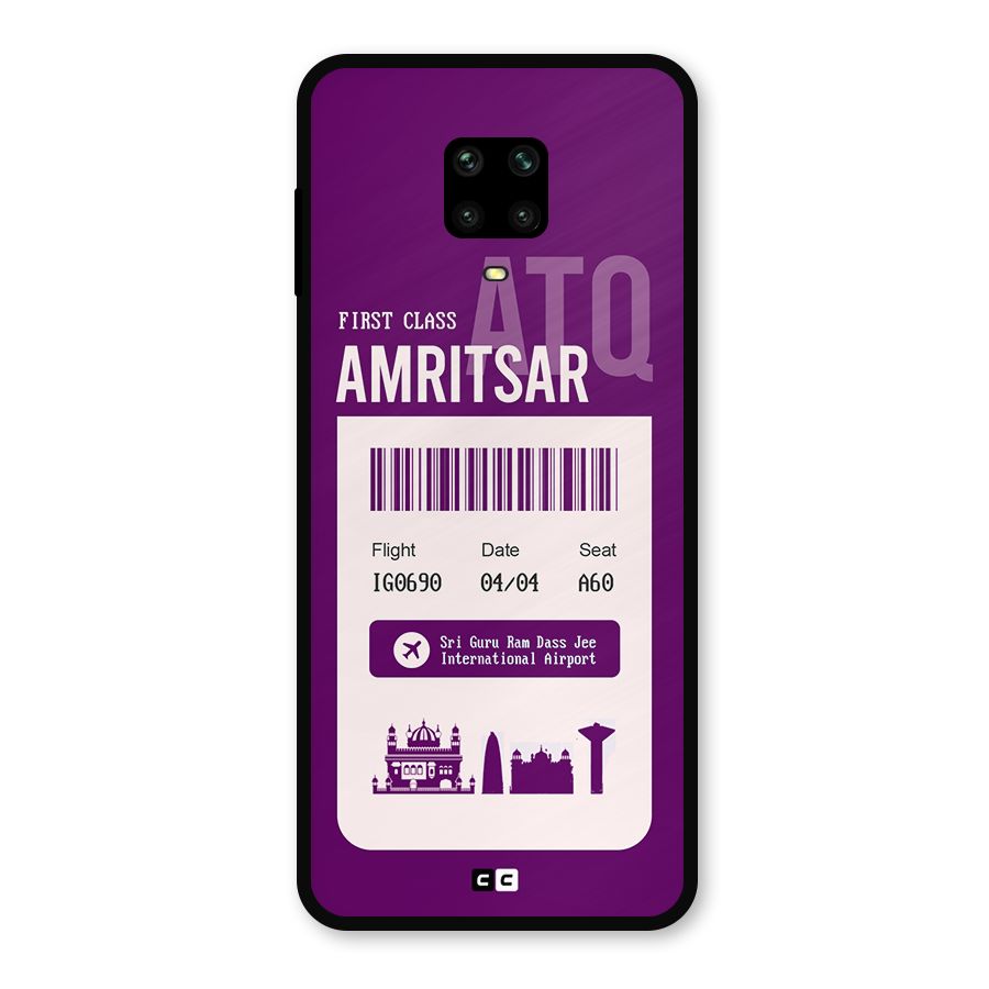 Amritsar Boarding Pass Metal Back Case for Redmi Note 9 Pro Max