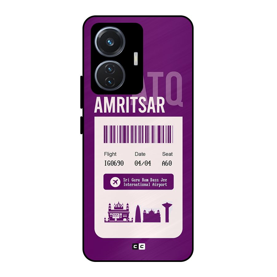 Amritsar Boarding Pass Metal Back Case for Vivo T1 44W