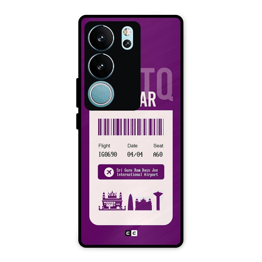 Amritsar Boarding Pass Metal Back Case for Vivo V29