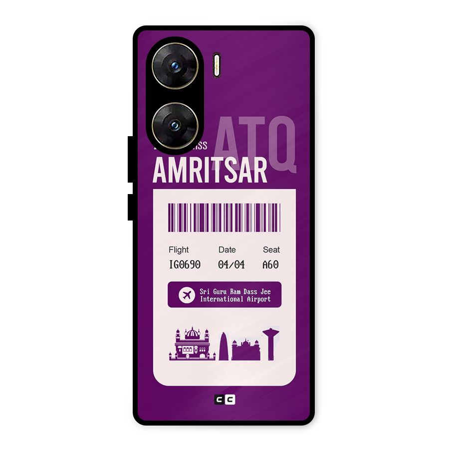 Amritsar Boarding Pass Metal Back Case for Vivo V29e