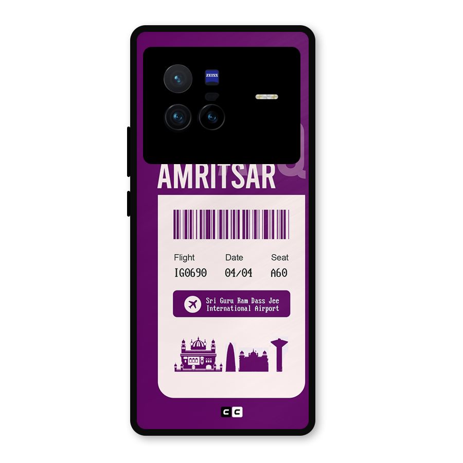Amritsar Boarding Pass Metal Back Case for Vivo X80