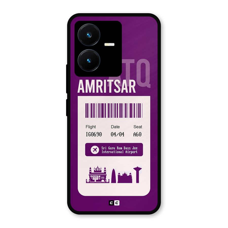 Amritsar Boarding Pass Metal Back Case for Vivo Y22s