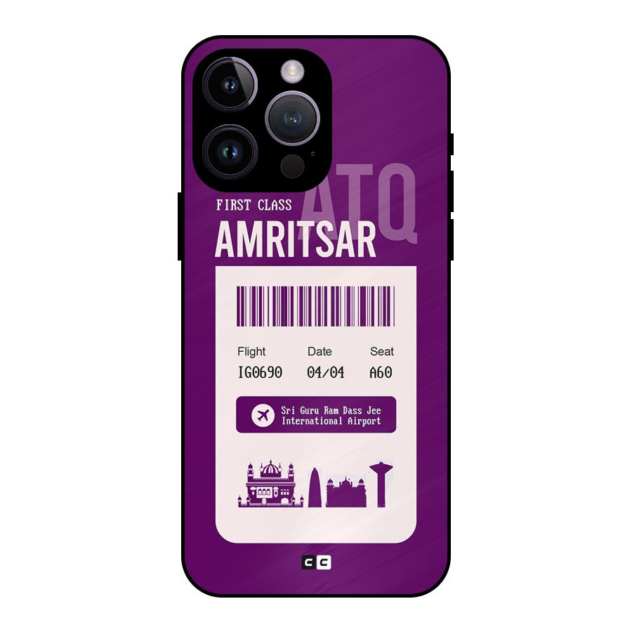 Amritsar Boarding Pass Metal Back Case for iPhone 14 Pro Max