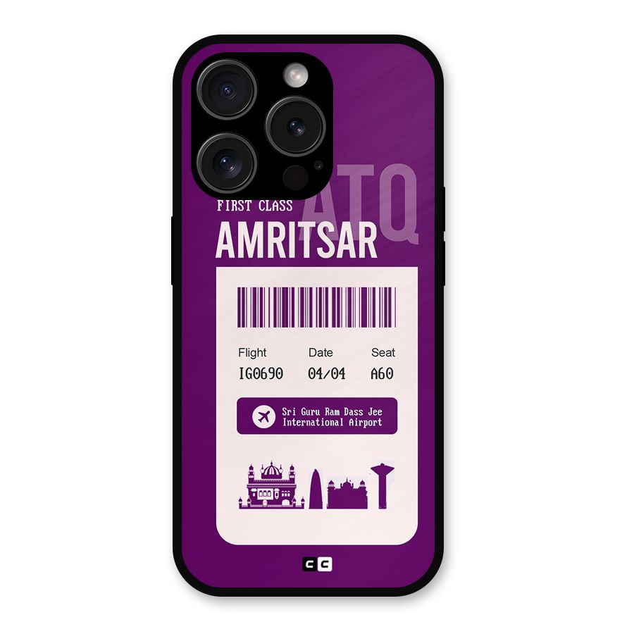 Amritsar Boarding Pass Metal Back Case for iPhone 15 Pro