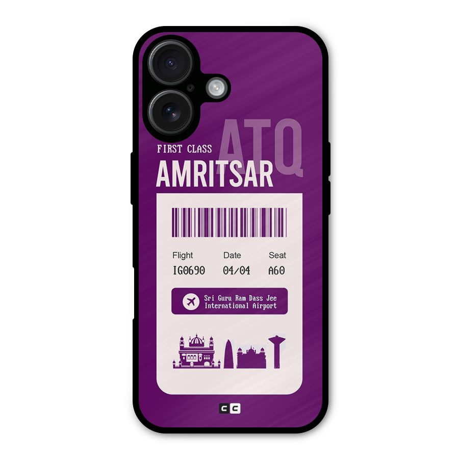 Amritsar Boarding Pass Metal Back Case for iPhone 16