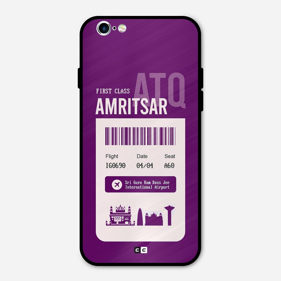 Amritsar Boarding Pass Metal Back Case for iPhone 6 6s