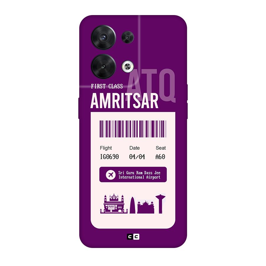 Amritsar Boarding Pass Original Polycarbonate Back Case for Oppo Reno8 5G