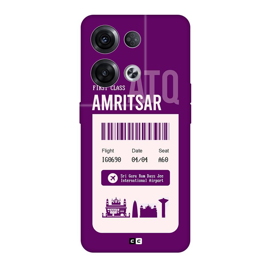 Amritsar Boarding Pass Original Polycarbonate Back Case for Oppo Reno8 Pro 5G