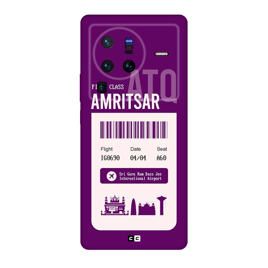 Amritsar Boarding Pass Original Polycarbonate Back Case for Vivo X80