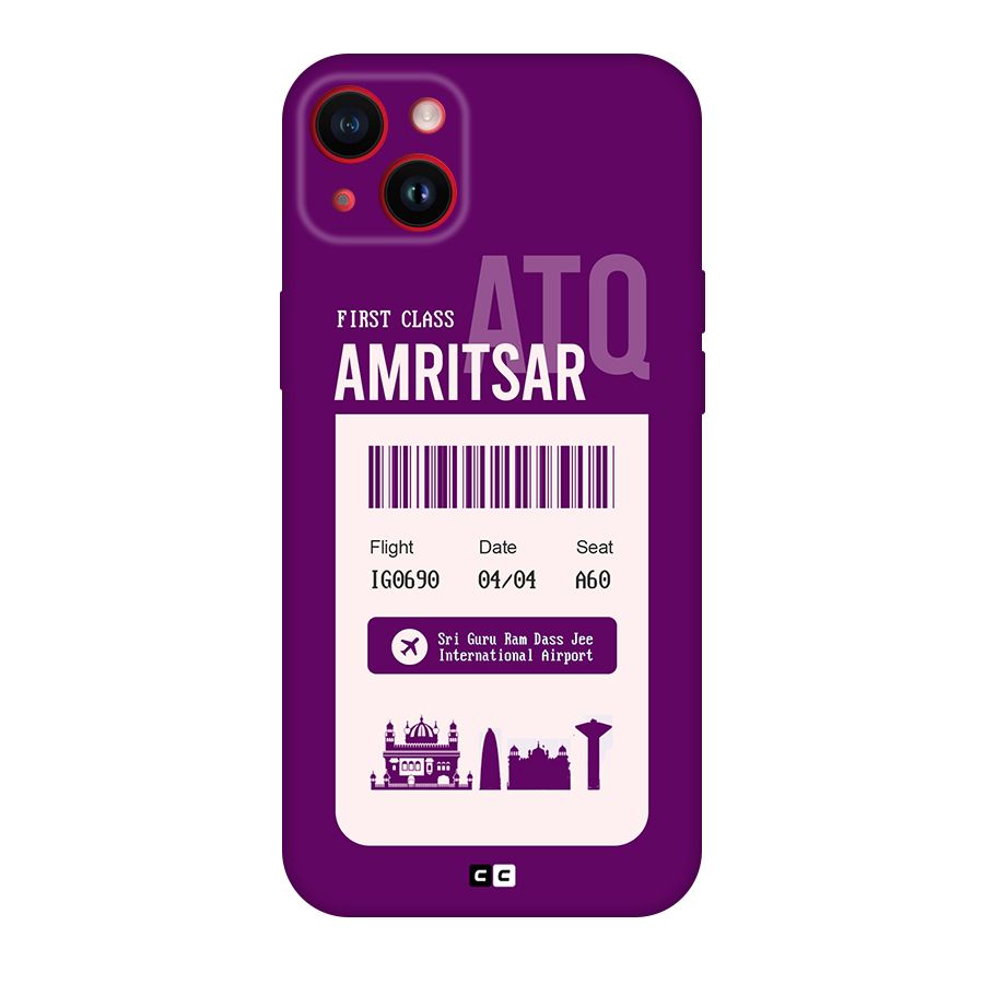Amritsar Boarding Pass Original Polycarbonate Back Case for iPhone 14 Plus