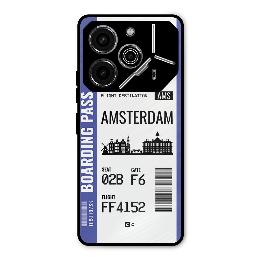 Amsterdam Boarding Pass Metal Back Case for Tecno Pova 6 Pro