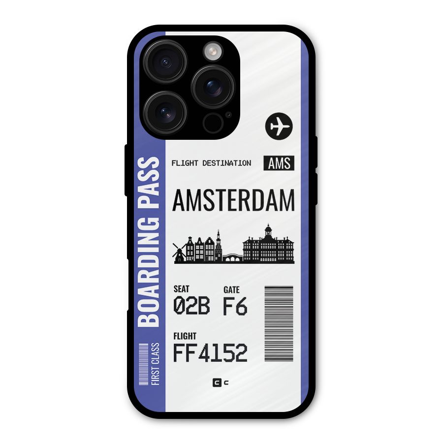 Amsterdam Boarding Pass Metal Back Case for iPhone 16 Pro