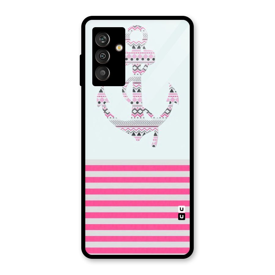 Anchor Design Stripes Glass Back Case for Galaxy M13