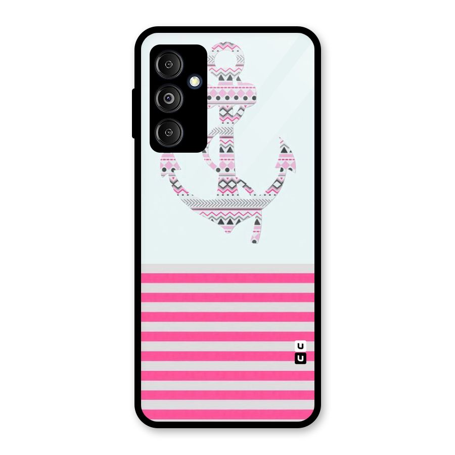 Anchor Design Stripes Glass Back Case for Galaxy M14 5G