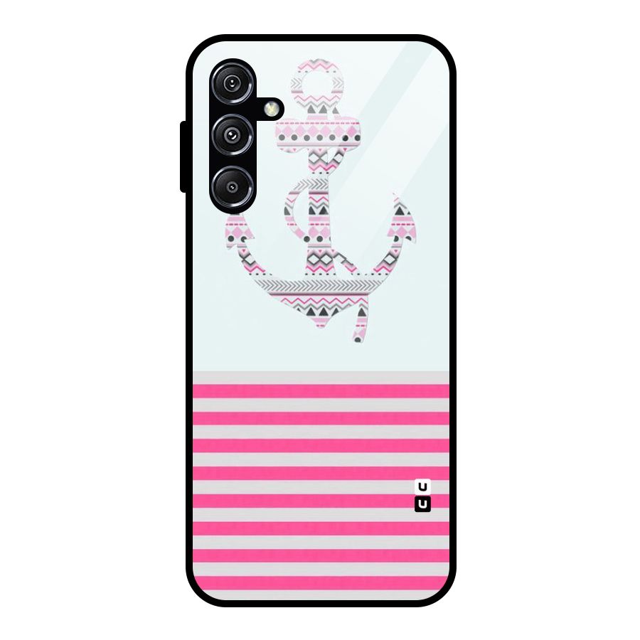 Anchor Design Stripes Glass Back Case for Galaxy M34 5G