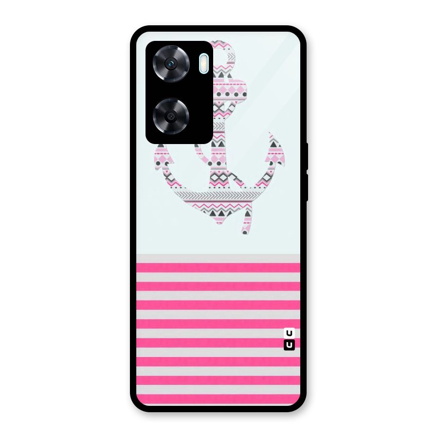 Anchor Design Stripes Glass Back Case for Oppo A77s