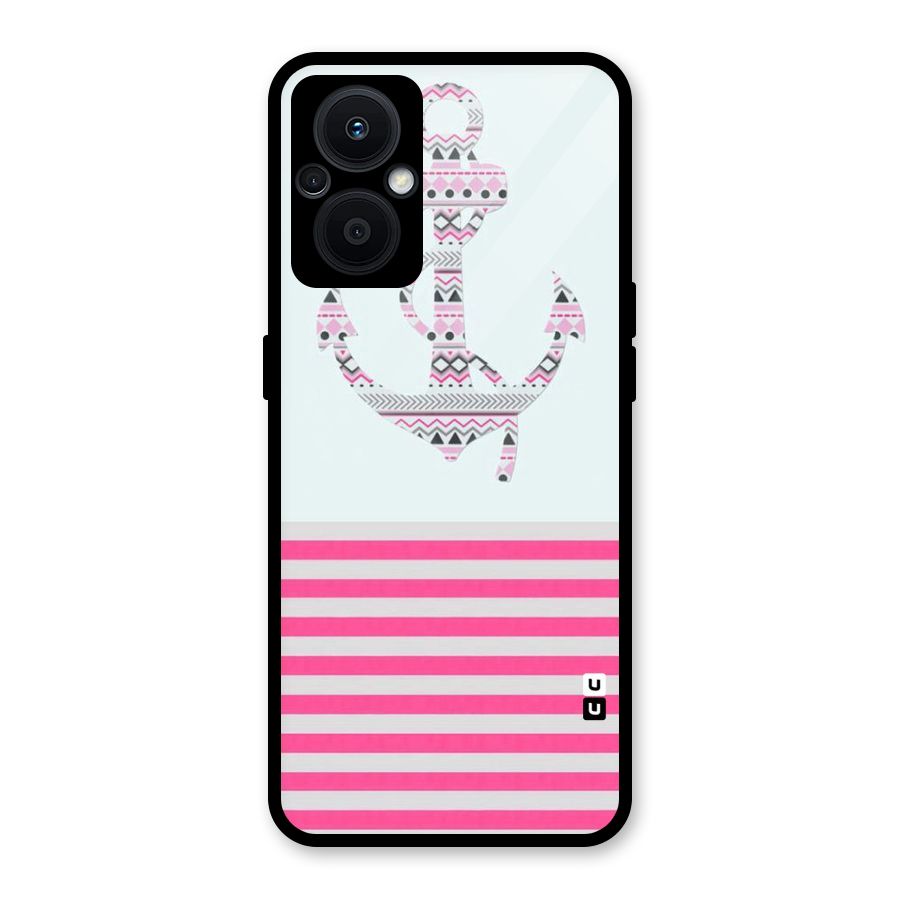 Anchor Design Stripes Glass Back Case for Oppo F21s Pro 5G