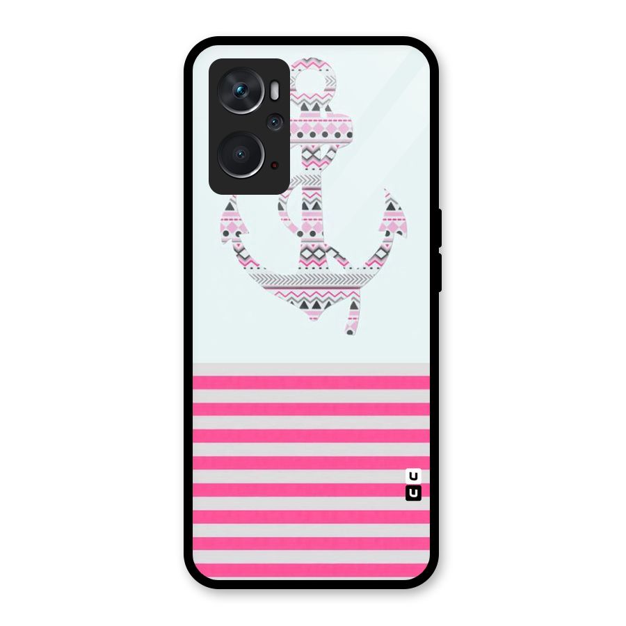 Anchor Design Stripes Glass Back Case for Oppo K10 4G