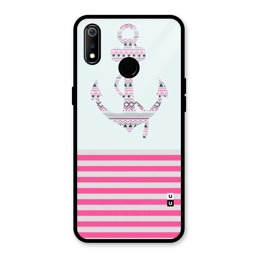 Anchor Design Stripes Glass Back Case for Realme 3i