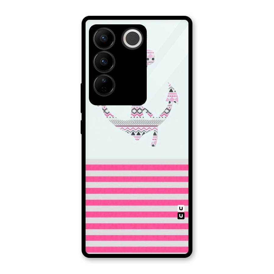 Anchor Design Stripes Glass Back Case for Vivo V27