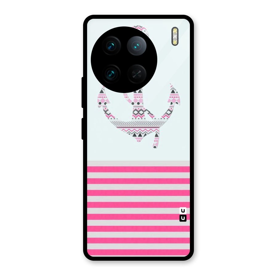Anchor Design Stripes Glass Back Case for Vivo X90 Pro