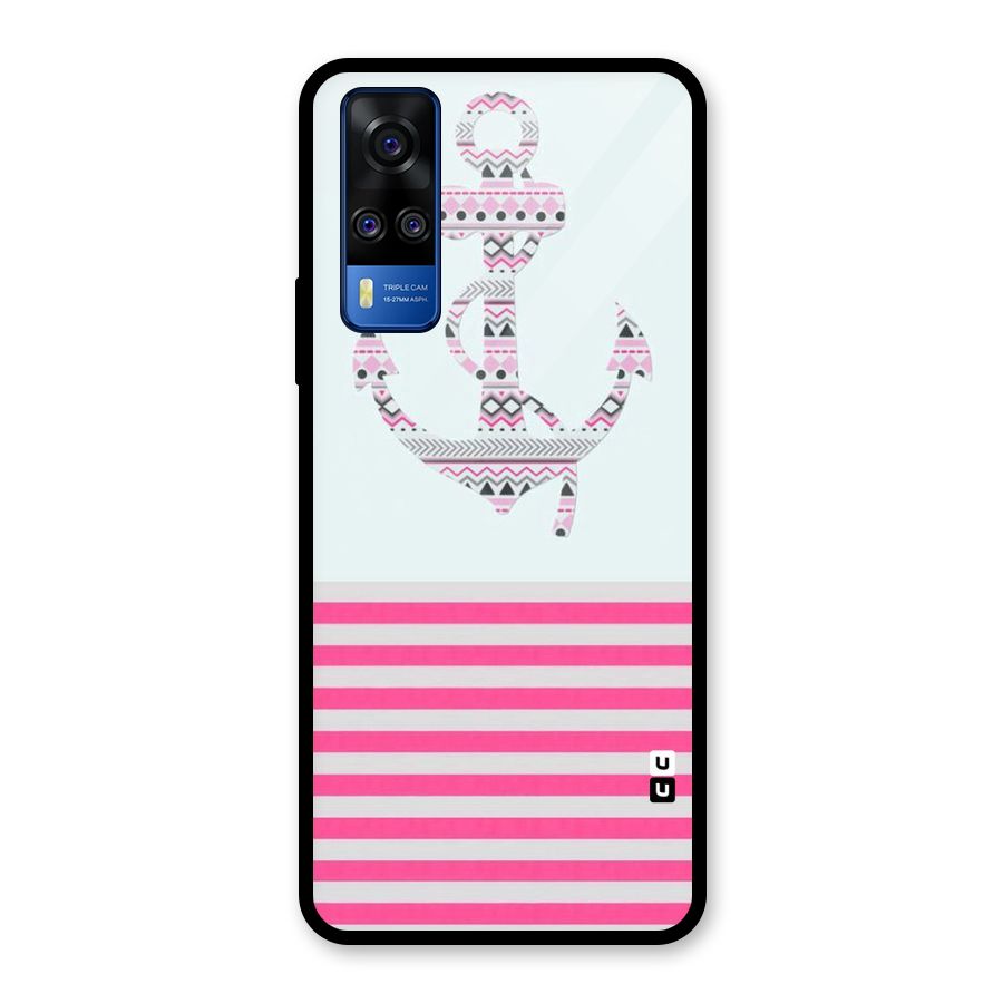 Anchor Design Stripes Glass Back Case for Vivo Y31