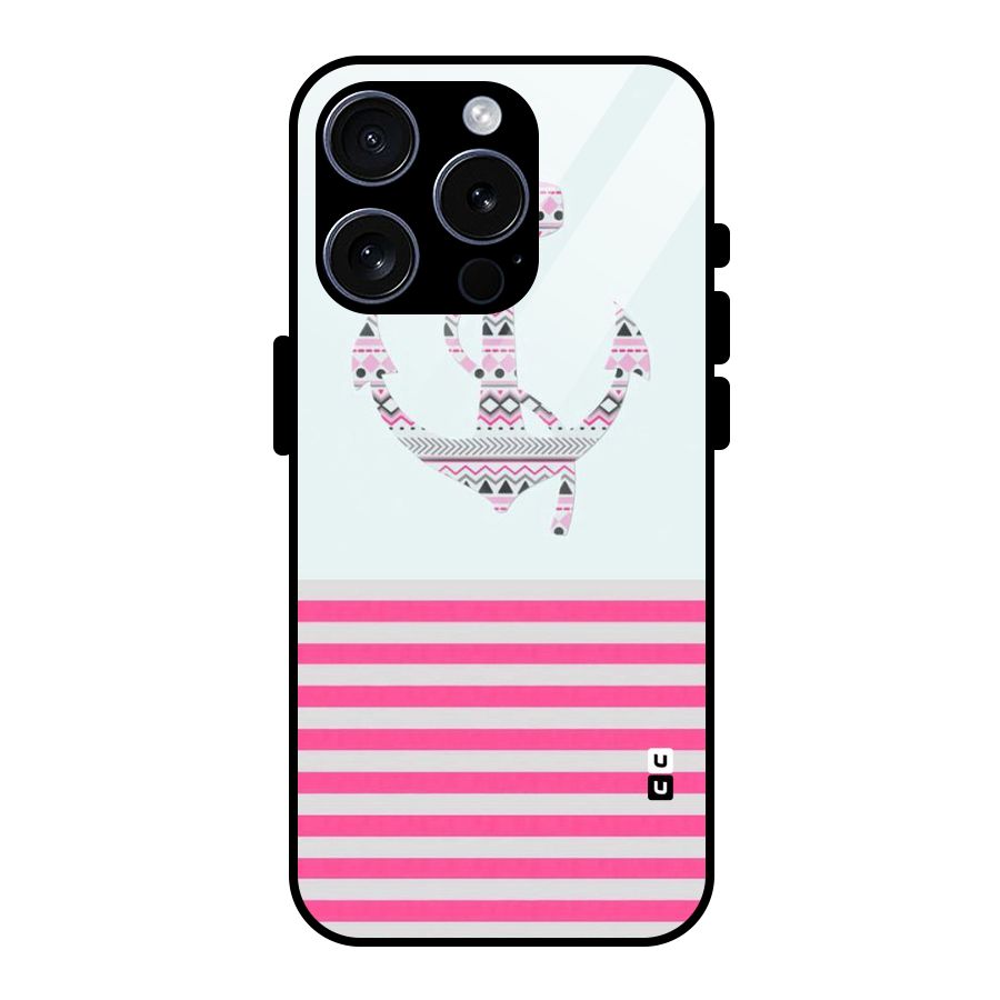 Anchor Design Stripes Glass Back Case for iPhone 15 Pro