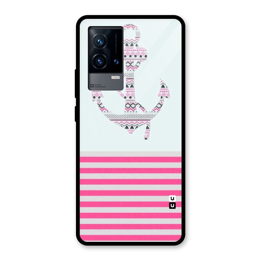 Anchor Design Stripes Glass Back Case for iQOO 9 5G