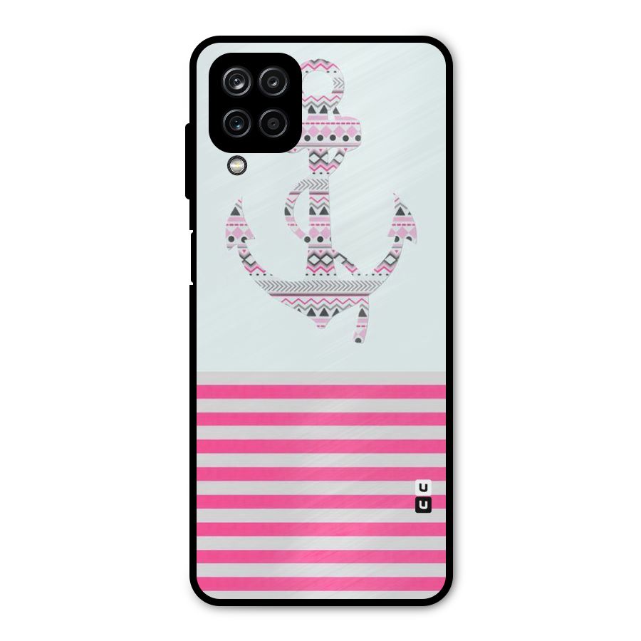 Anchor Design Stripes Metal Back Case for Galaxy A12